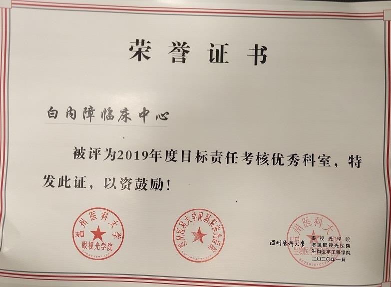 社会效益日间病房获得2019年目标责任考核优秀科室